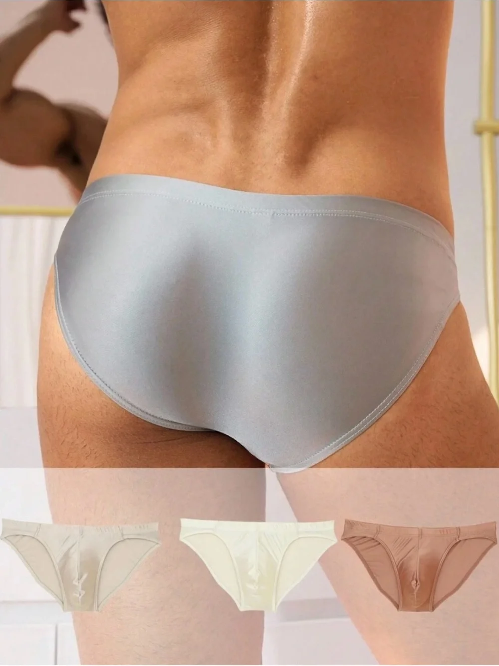 Mens bikini 3 pack satin like bikinis